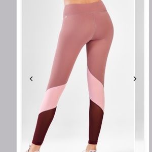 Fabletics Colorblock Dusty Rose Mesh Leggings
